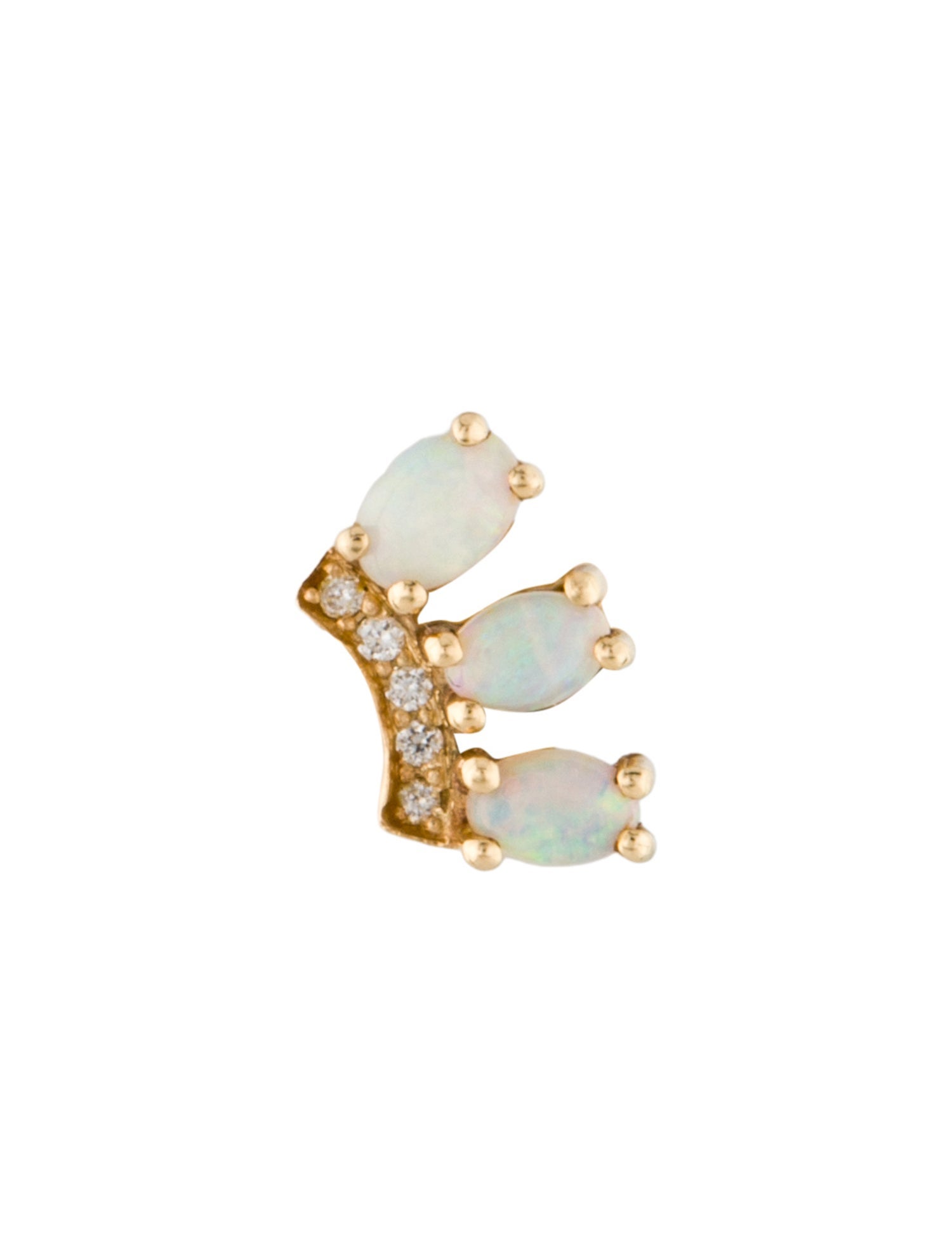 Jennie Kwon Designs 14K Opal & Diamond Stud Single Earring