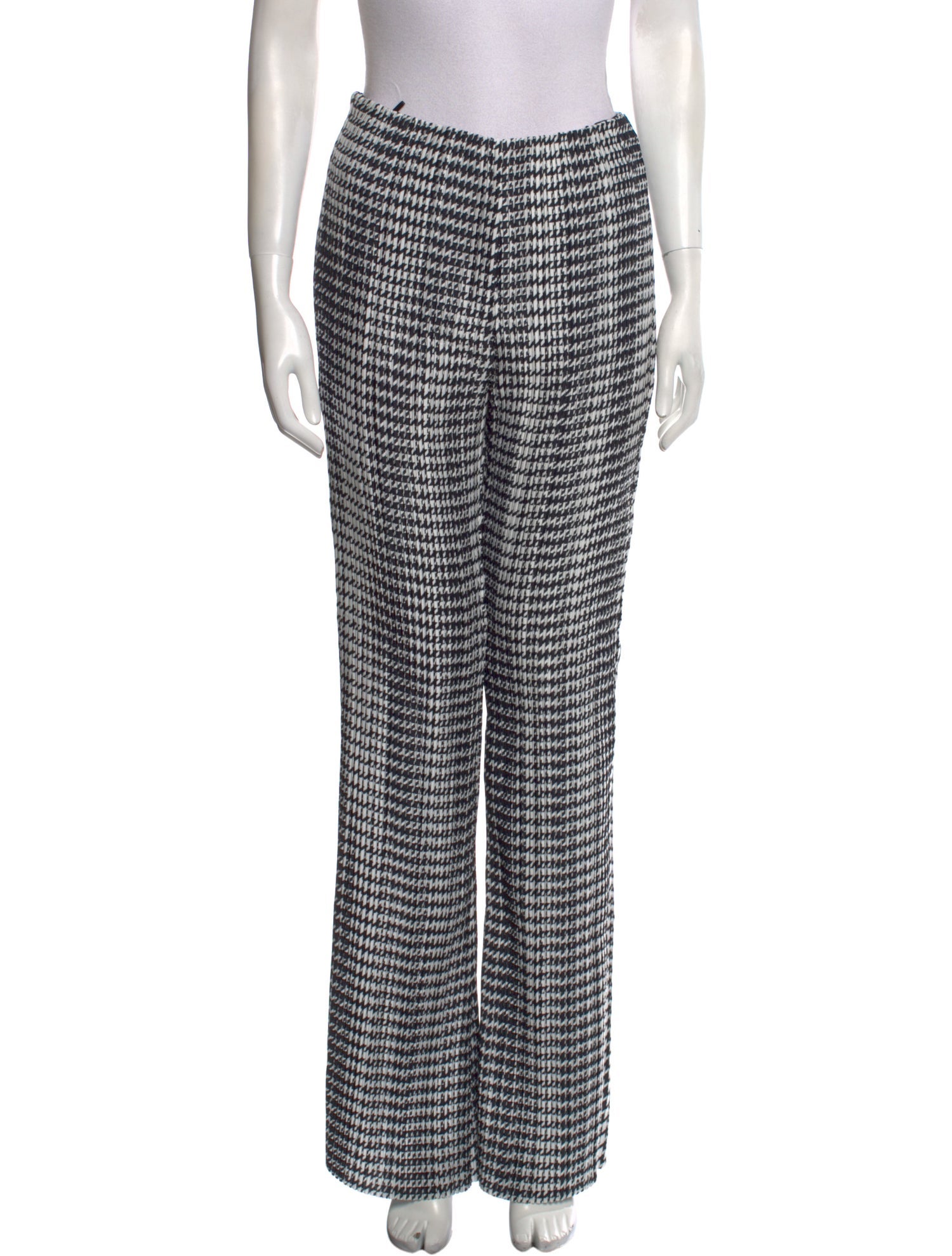 Krizia Houndstooth Print Wide Leg Pants