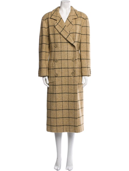 Krizia Merino Wool Plaid Print Peacoat