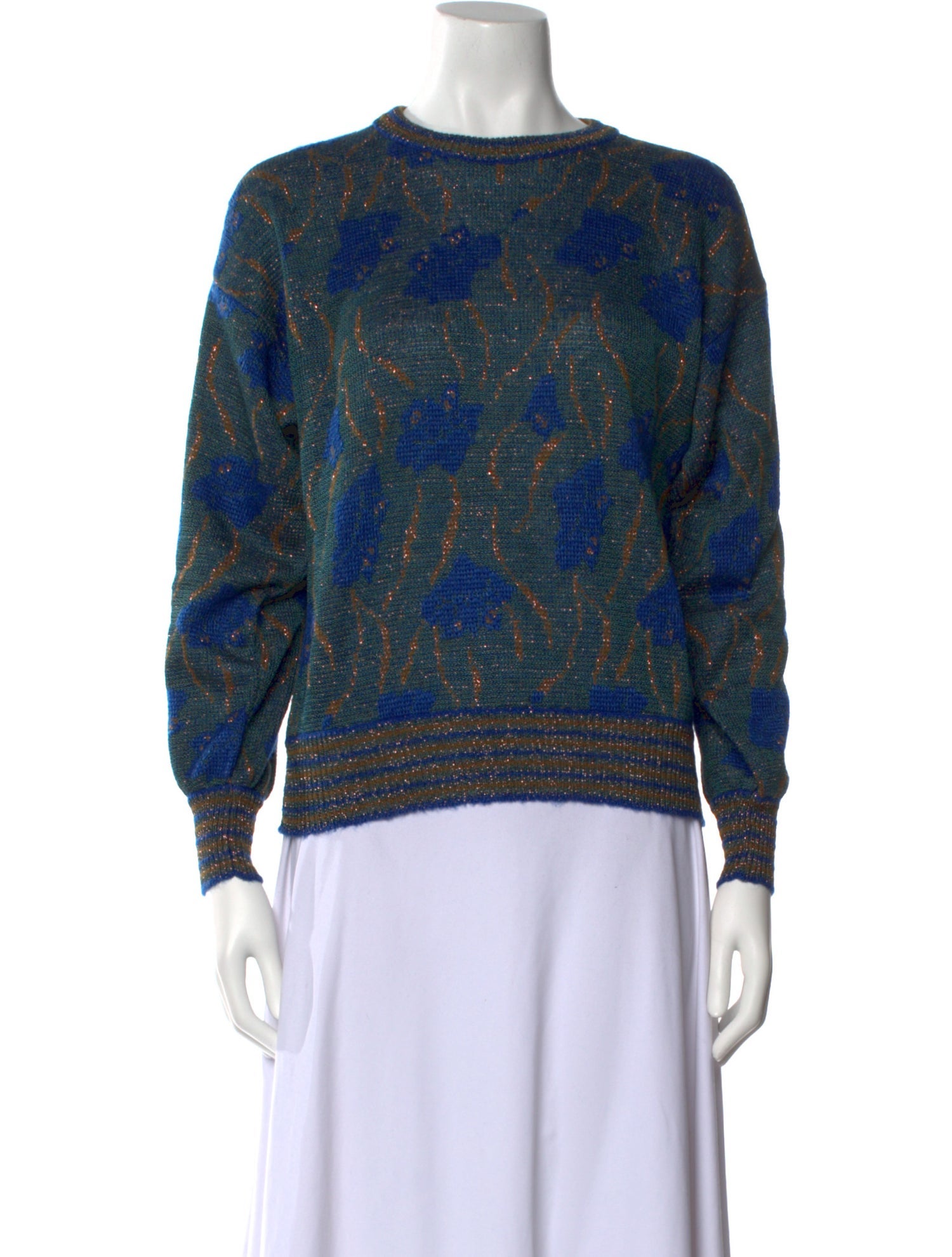 Krizia Printed Crew Neck Sweater