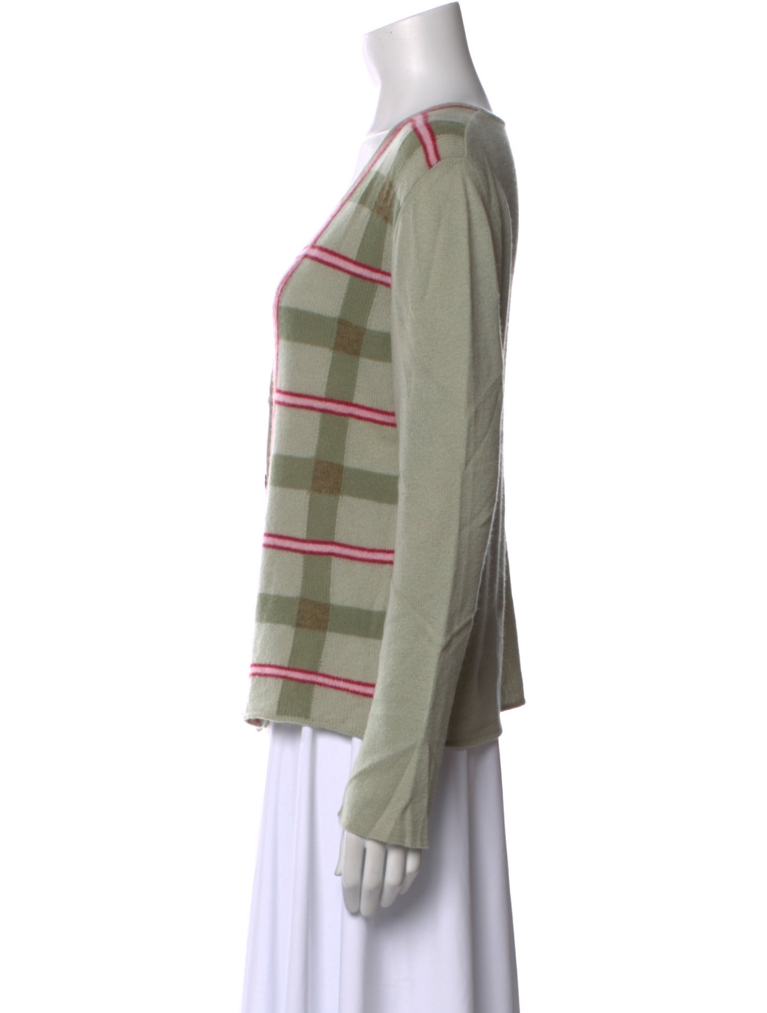 Krizia Cashmere Plaid Print Sweater