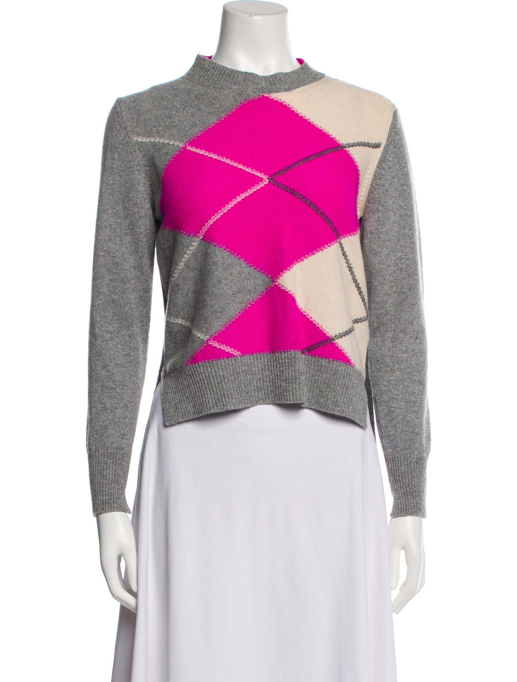 La Fetiche Lambswool Plaid Print Sweater