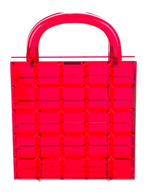 L'Afshar Lucite Handle Bag Red
