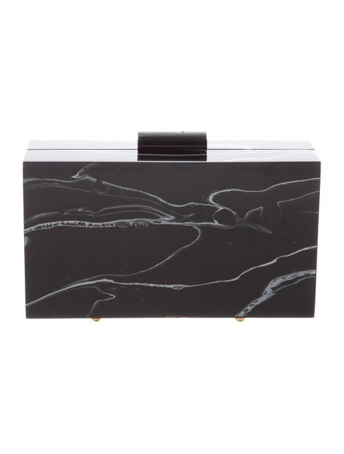 L'Afshar Marble Box Clutch Black