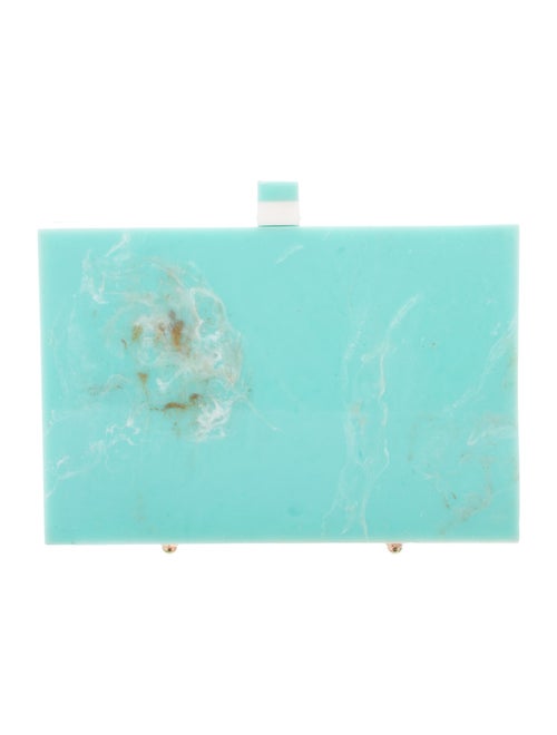 L'Afshar Marble Box Clutch Green