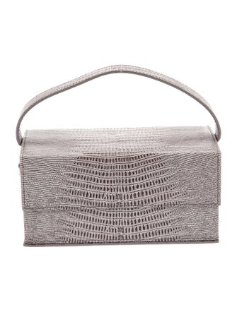 L'Afshar Lizard Top Handle Bag