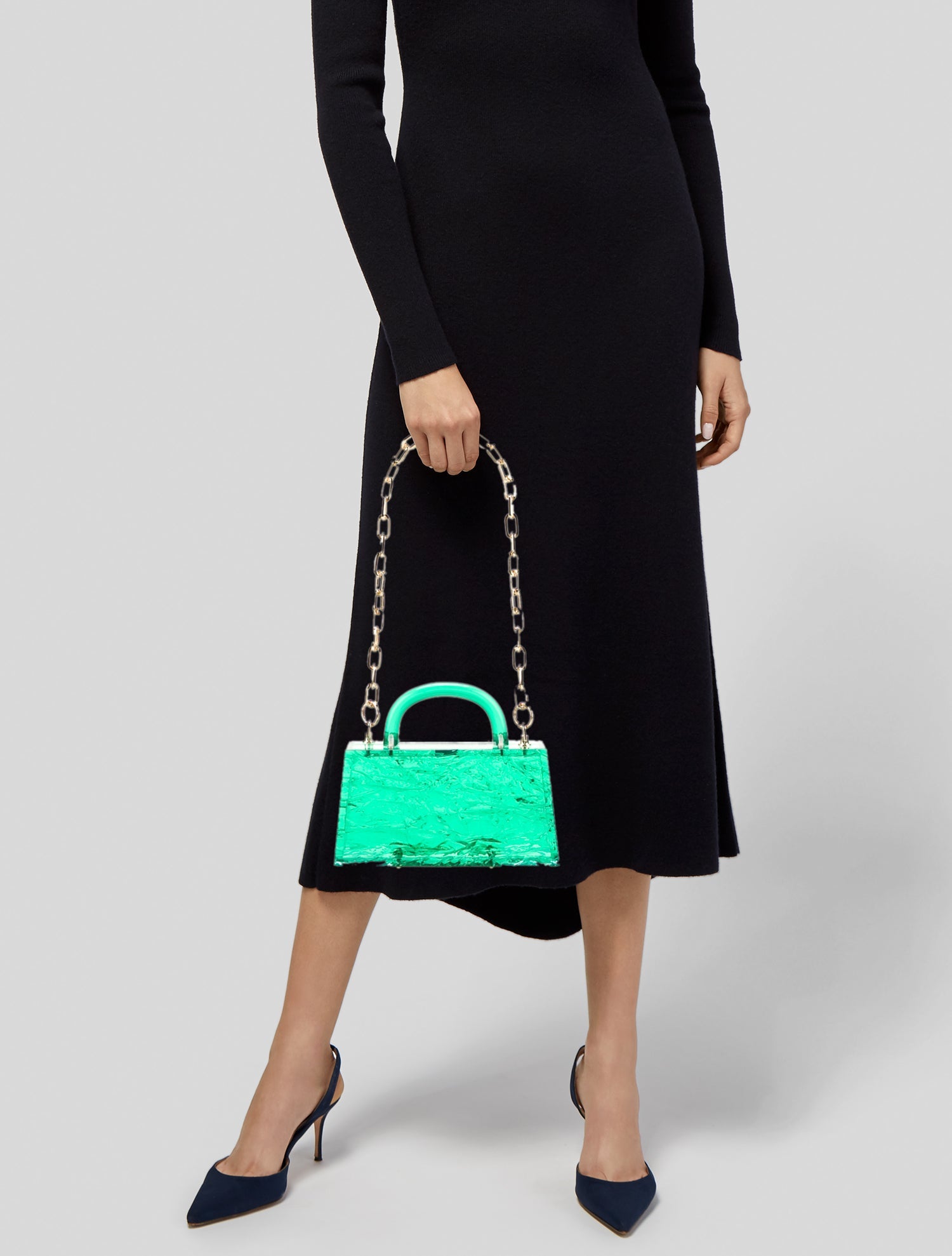 L'Afshar Acrylic Top Handle Bag