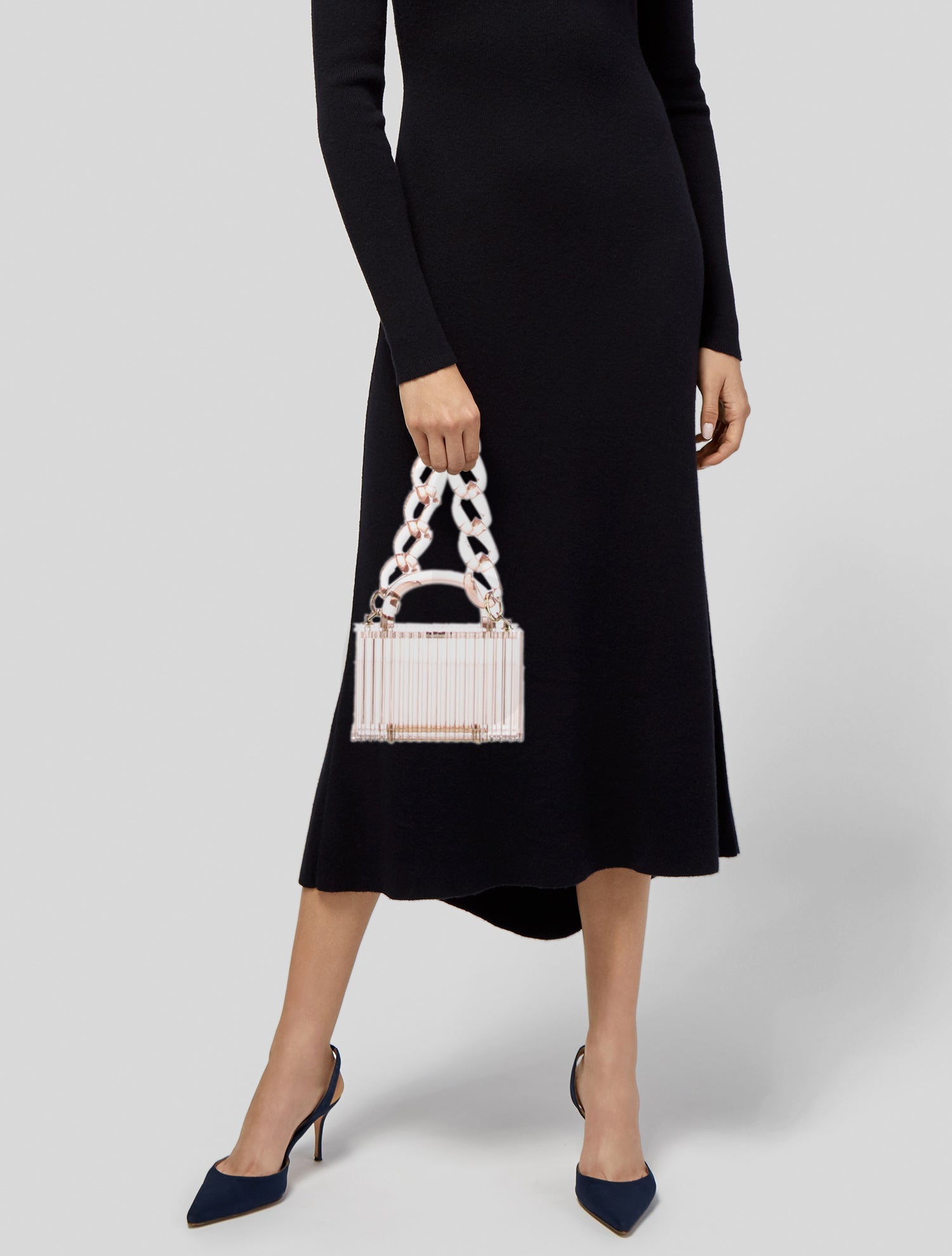 L'Afshar Acrylic Top Handle Bag