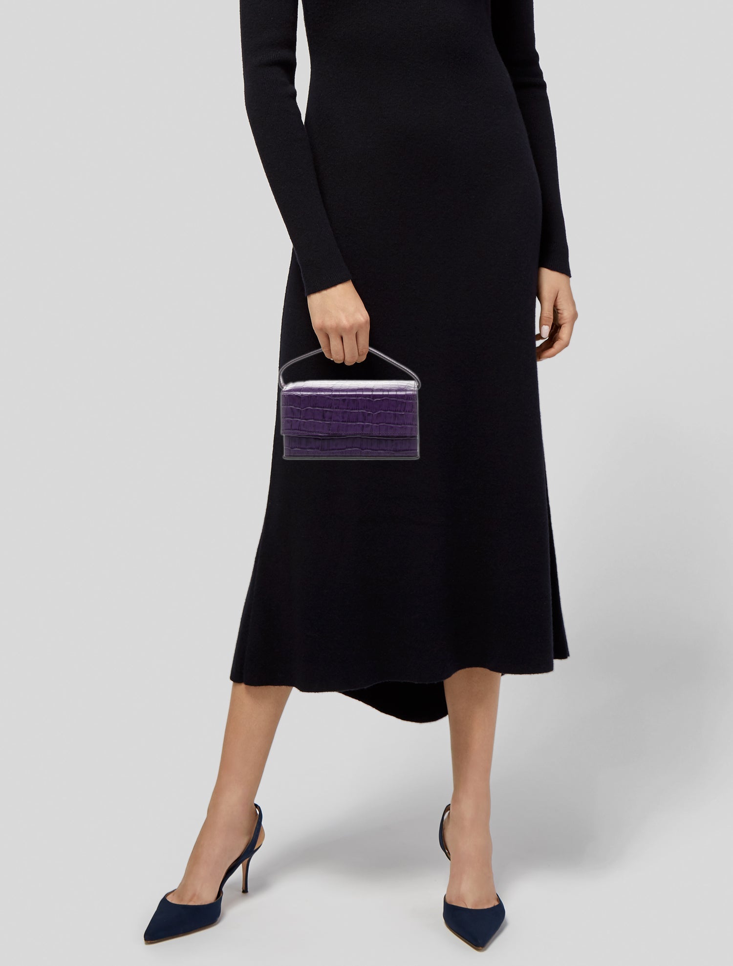 L'Afshar Embossed Leather Top Handle Bag