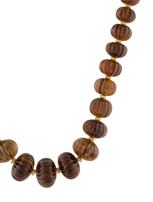 Lagos 18K Smokey Quartz & Diamond Melon Bead Necklace