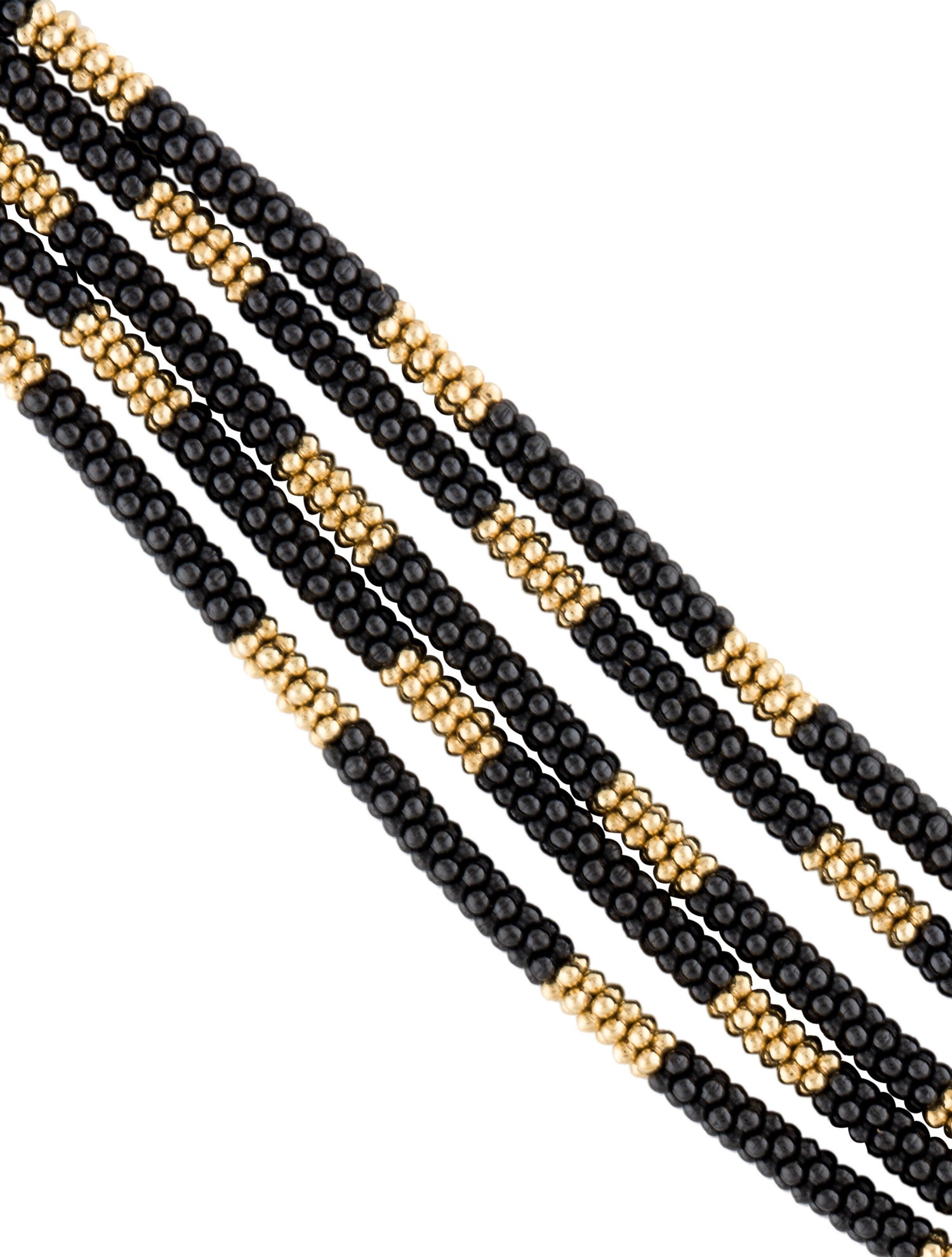 Lagos 18K Ceramic Bead Five-Strand Bracelet - Black, 18K Yellow Gold