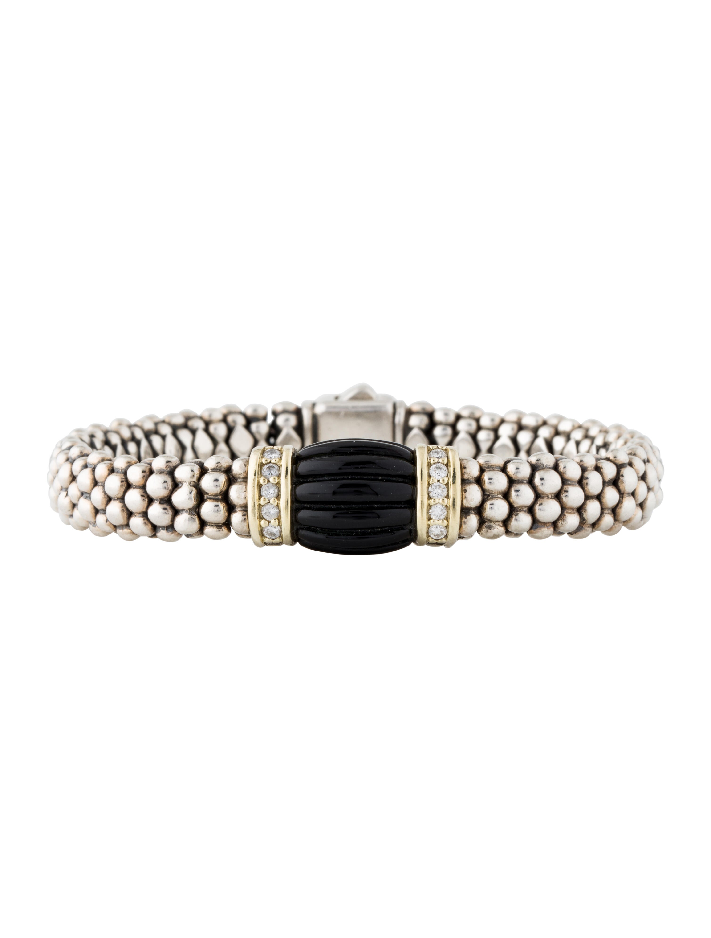 Lagos Onyx & Diamond Caviar Bangle