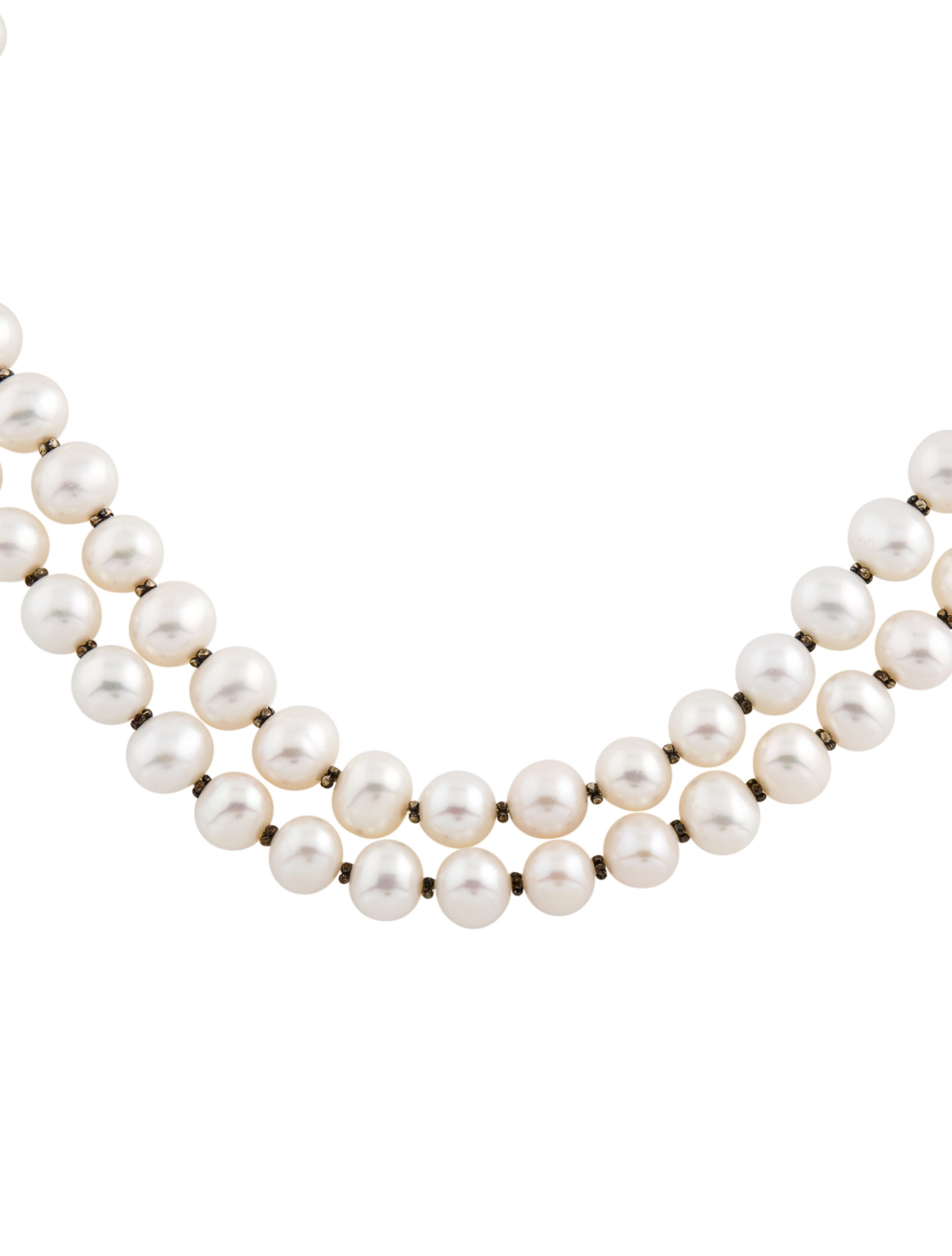 Lagos Double Strand Pearl Necklace Sterling Silver Double Strand