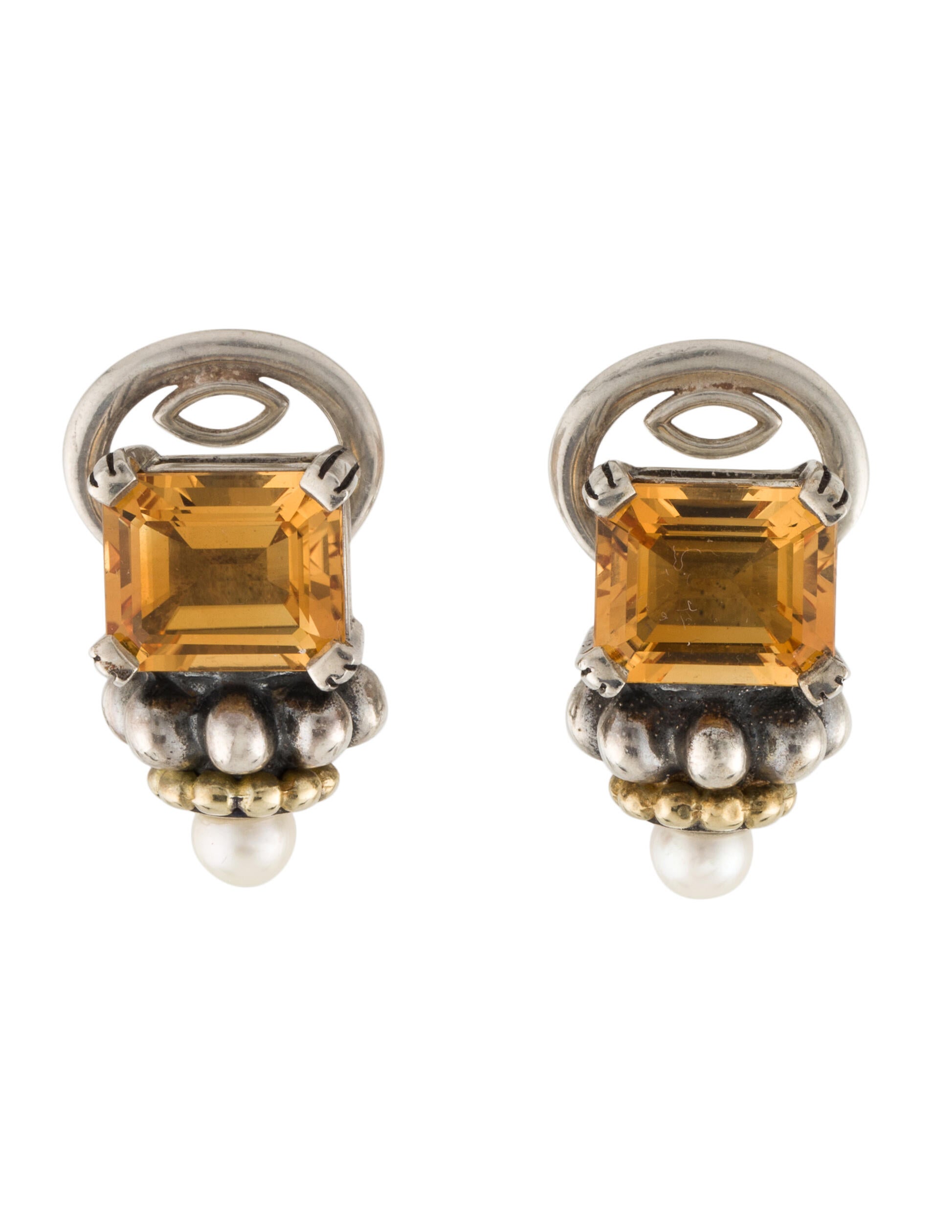 Lagos Pearl & Citrine Caviar Drop Earrings