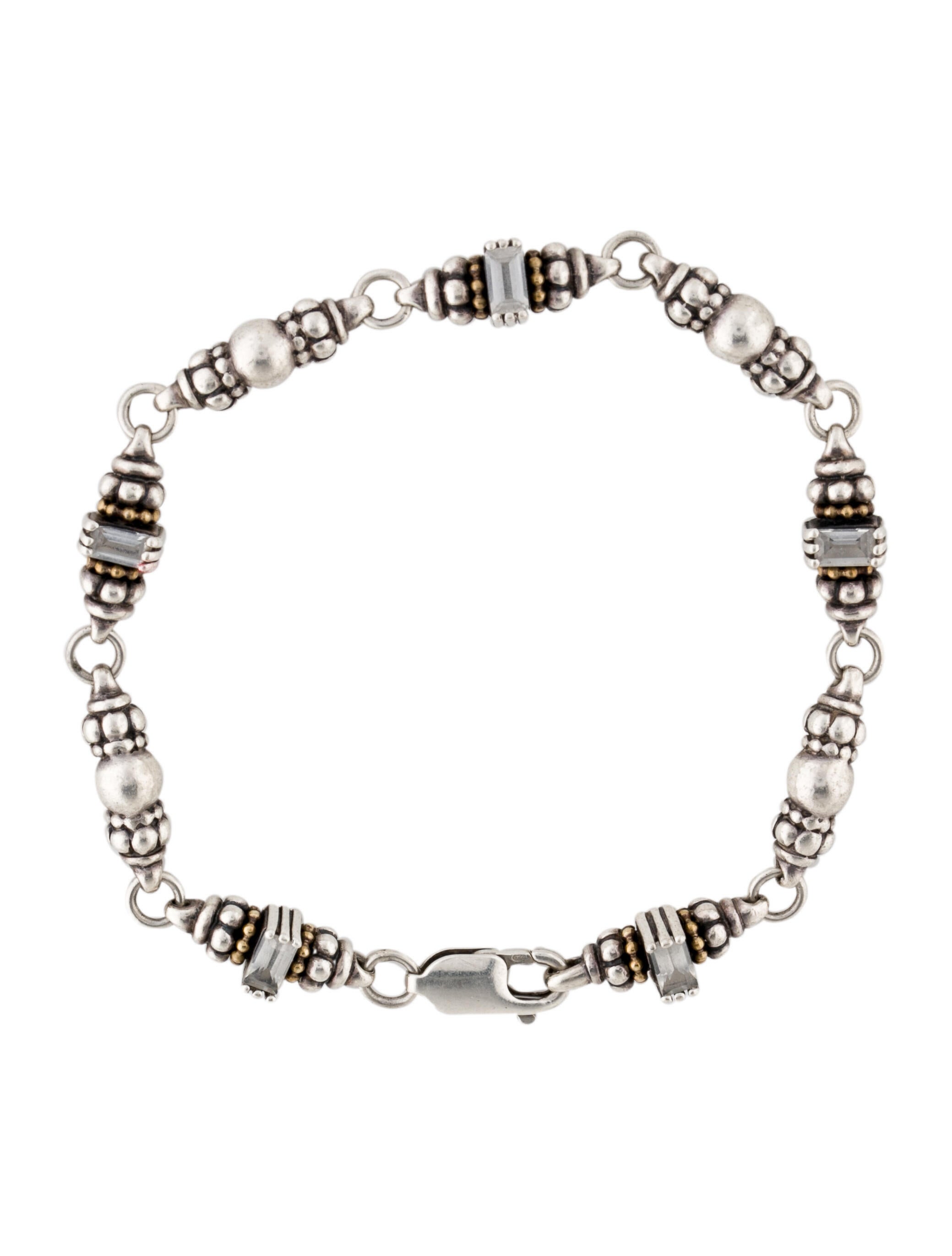 Lagos Turquoise & Quartz Doublet Link Bracelet Sterling Silver Link