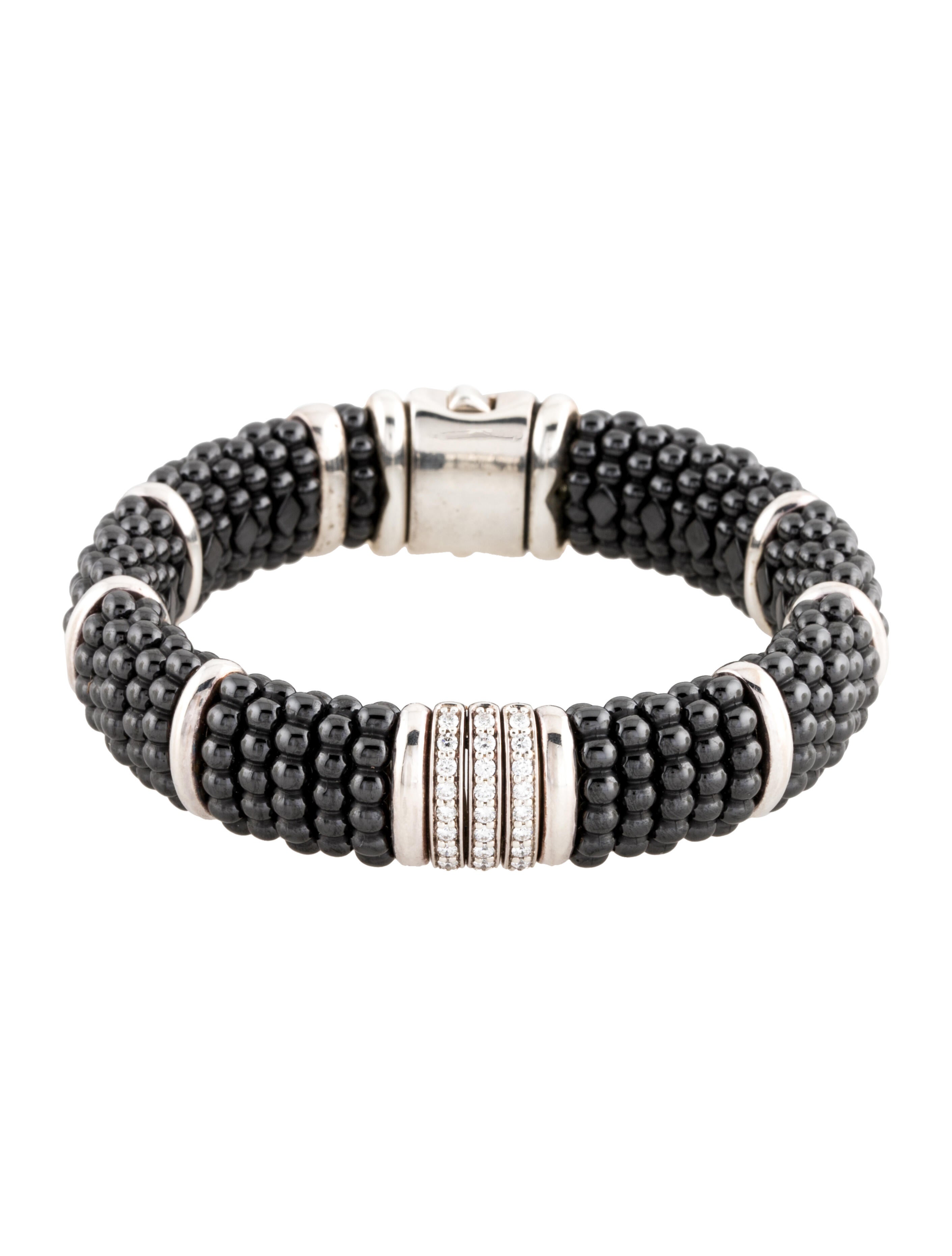 Lagos Diamond Ceramic Black Caviar Bracelet