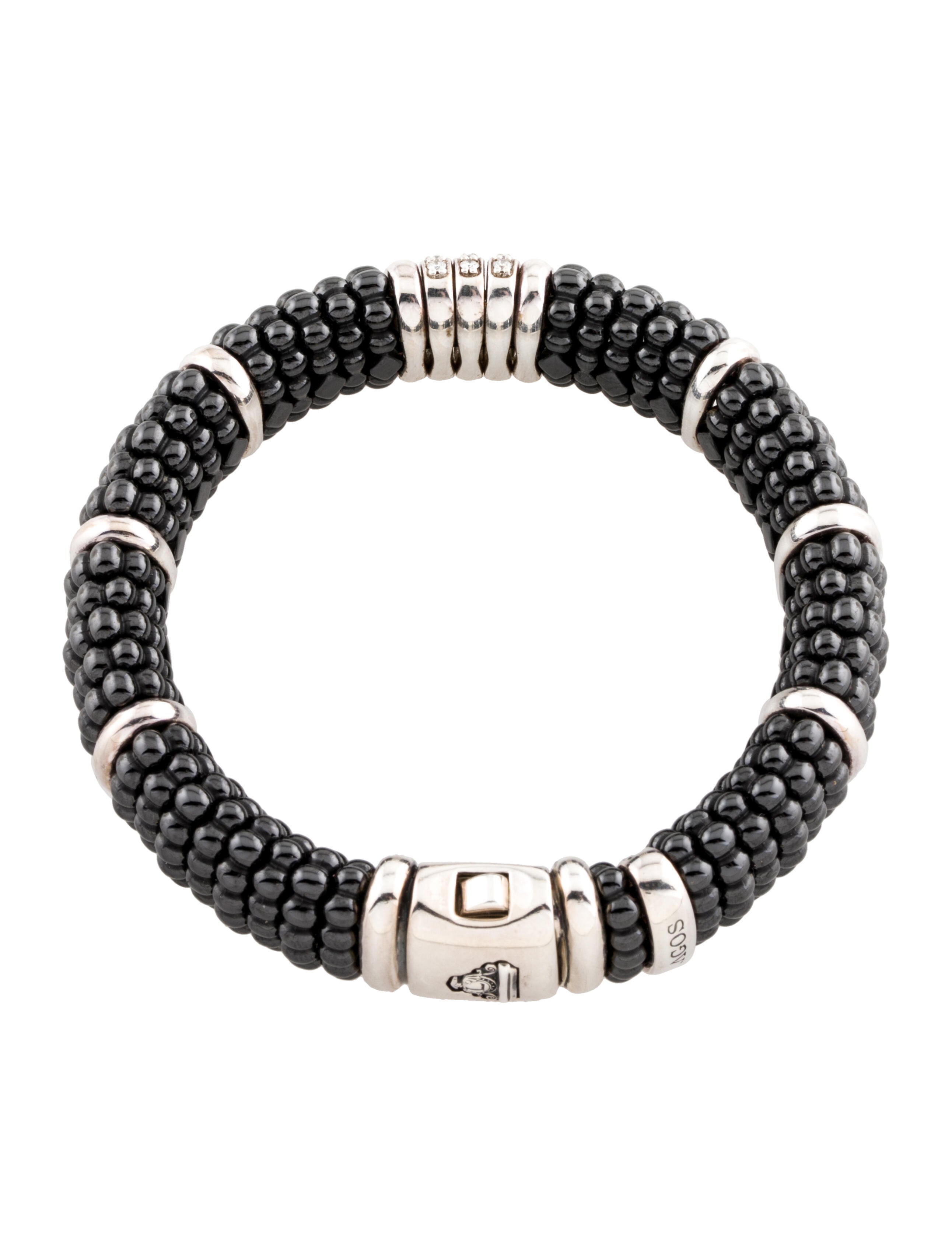 Lagos Diamond Ceramic Black Caviar Bracelet