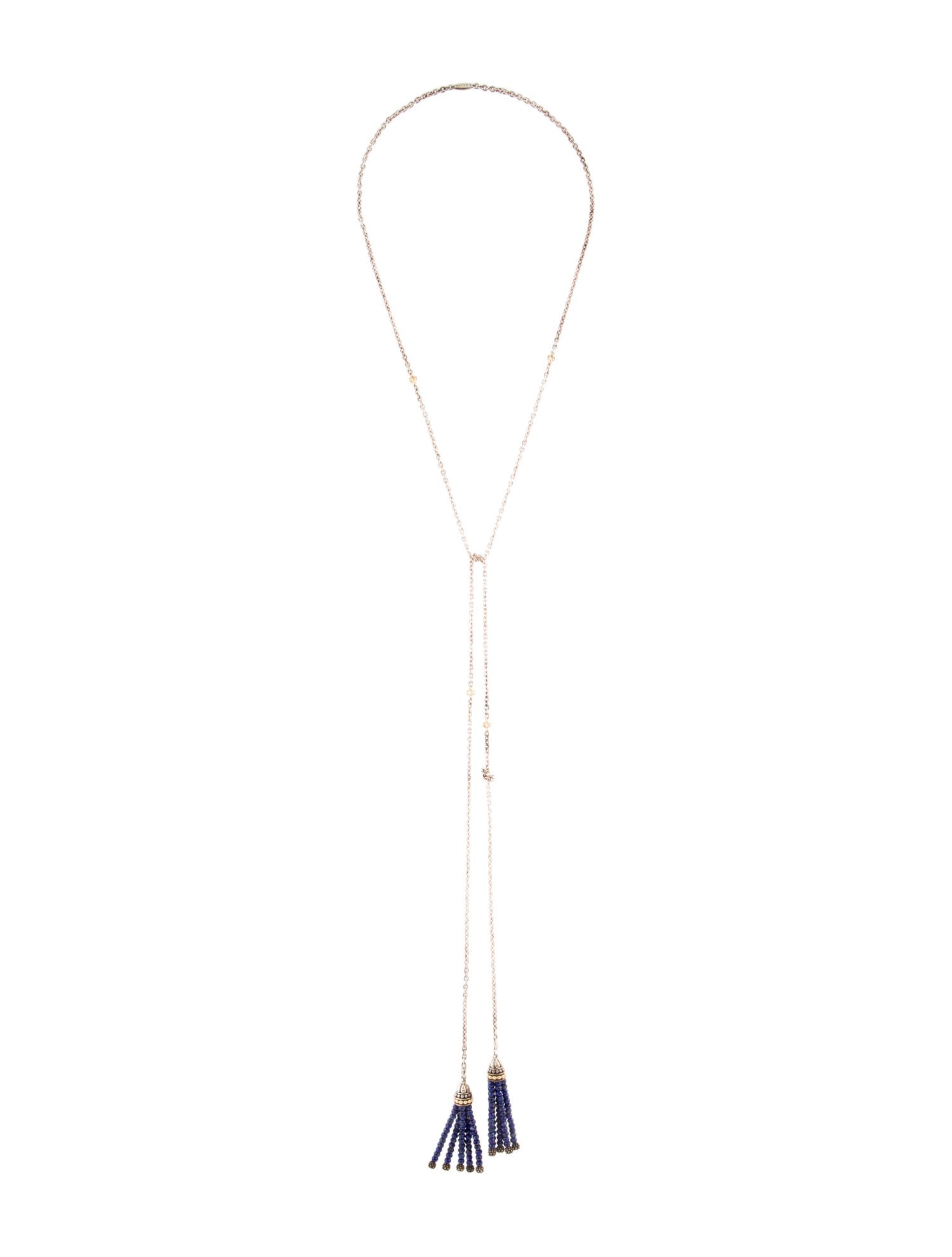 Lagos Lapis Lazuli Tassel Lariat Necklace 18K Yellow Gold Lariat LAG37575 1 Enlarged
