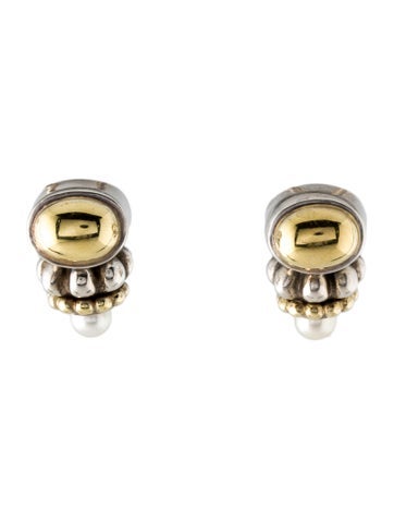 Lagos Earclip Vintage Two-Tone Pearl Earrings 4.0-4.5mm