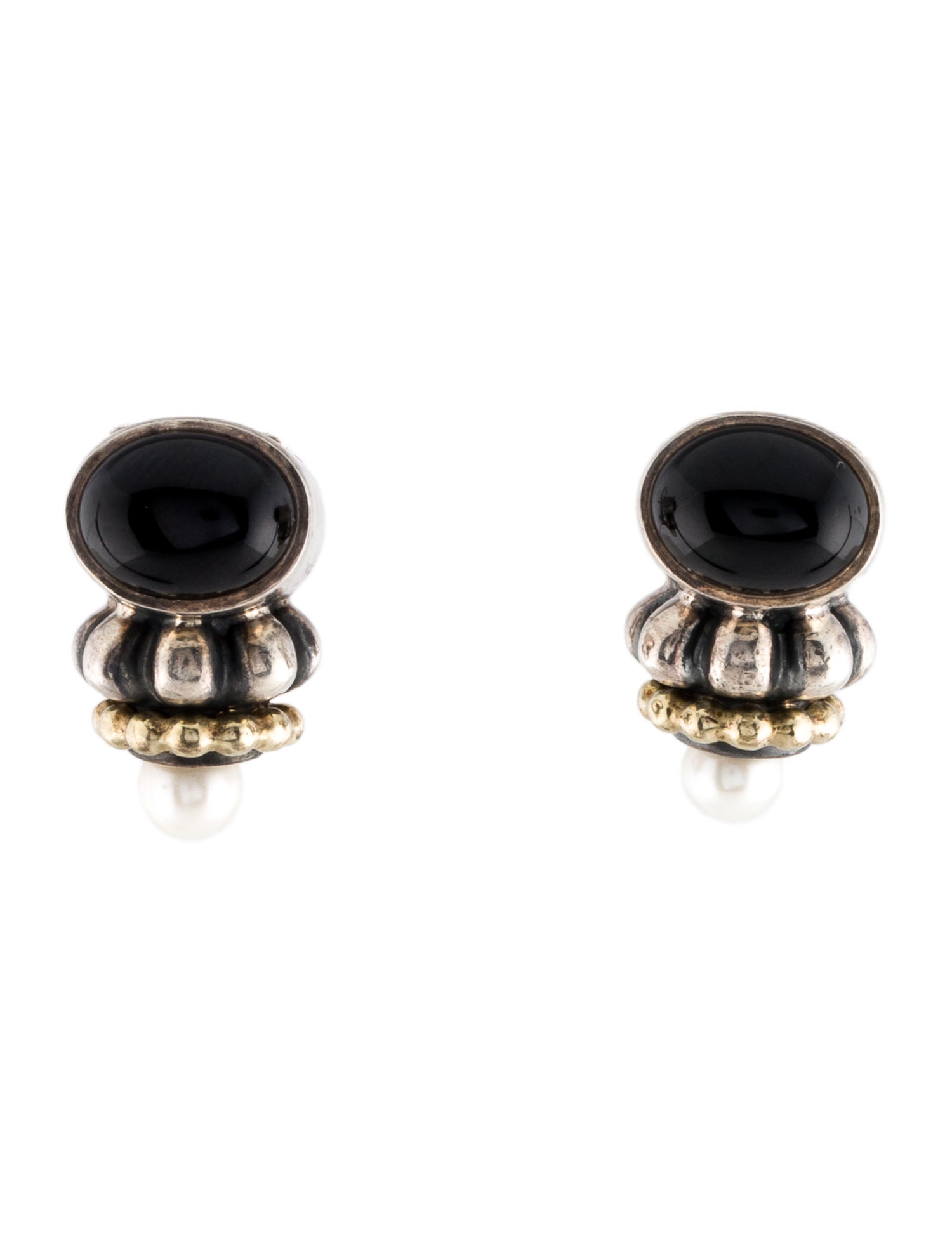 Lagos Pearl & Onyx Earclips