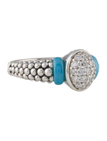 Lagos Cocktail Ring Ceramic & Diamond Caviar 8