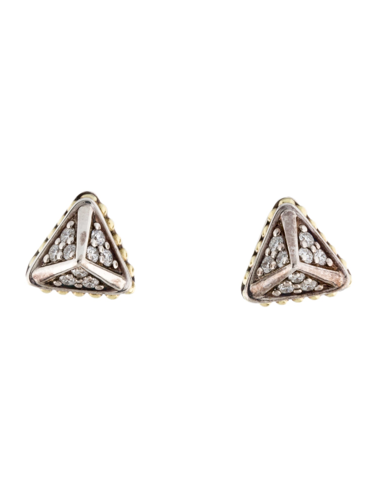 Lagos Diamond Large Pyramid Stud Earrings
