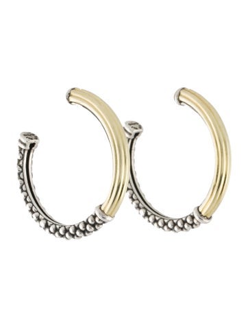 Lagos Hoop Two-Tone Caviar Earrings