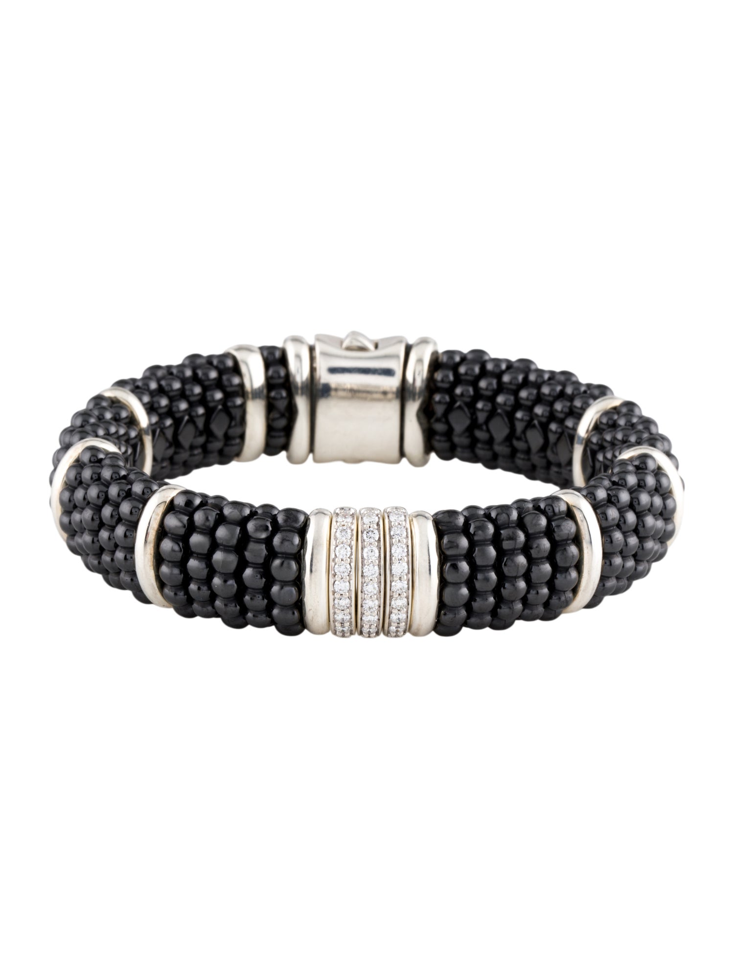 Lagos Ceramic & Diamond Three Station Bracelet