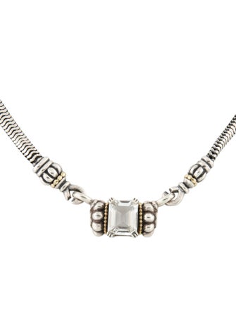 Lagos Topaz & Sclupted Interchangeable Enhancer Pendant Necklace