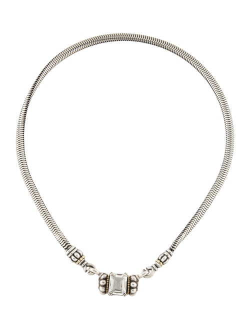 Lagos Topaz & Sclupted Interchangeable Enhancer Pendant Necklace