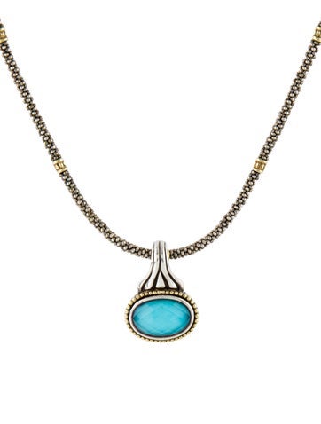 Lagos Collar Quartz & Turquoise Doublet Pendant Necklace