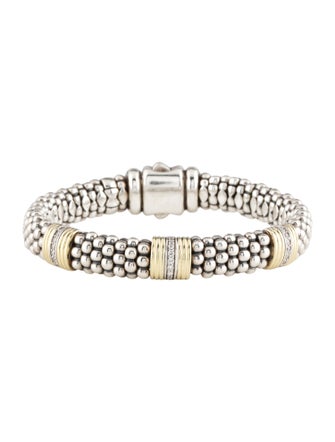 Lagos Diamond Three Station Caviar Bracelet