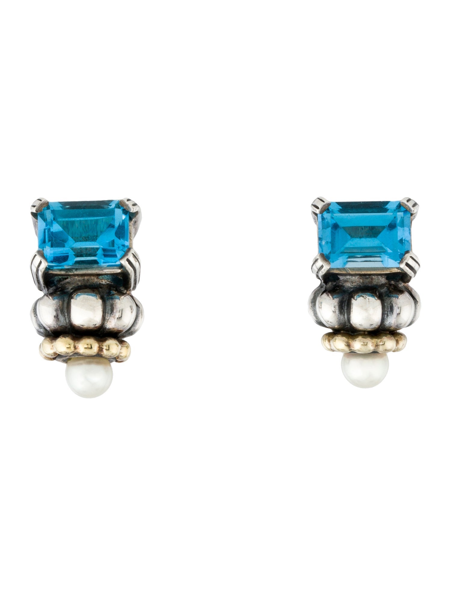 Lagos Pearl & Topaz Earclips