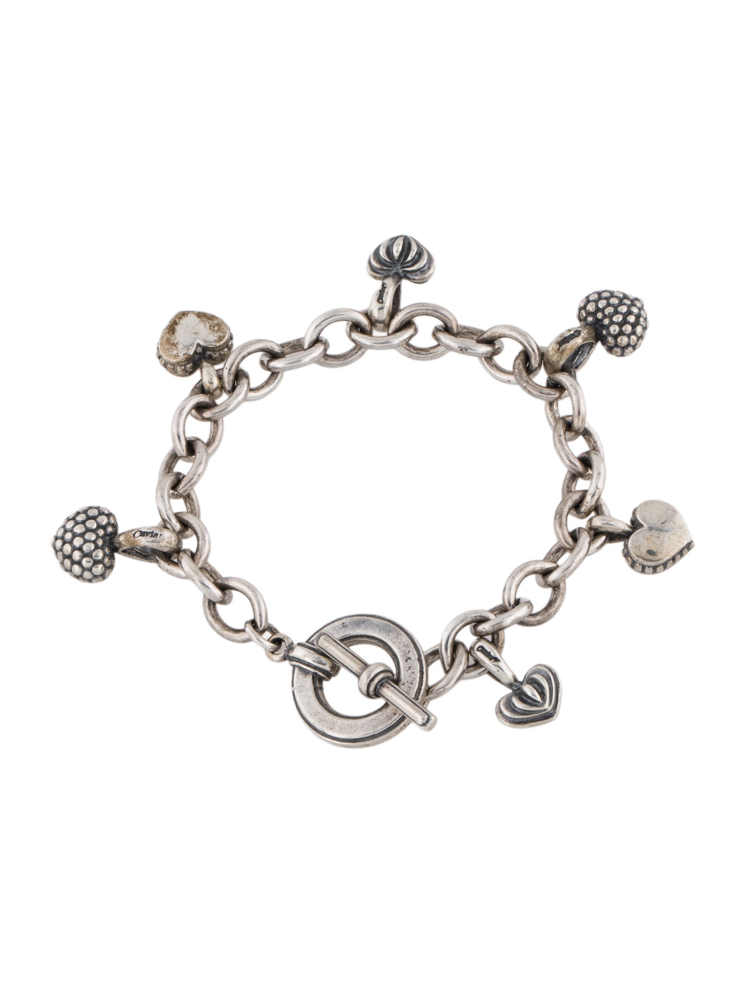 Lagos Caviar Heart Charm Toggle Bracelet