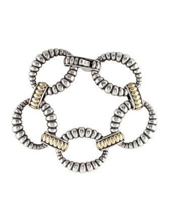 Lagos Caviar Two-Tone Large Fluted Link Bracelet