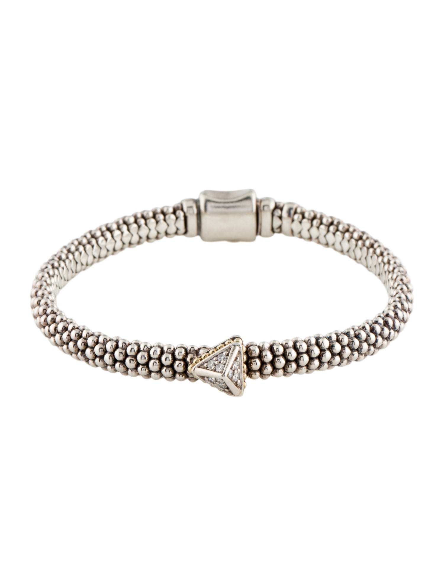 Lagos Diamond Single Station Pyramid Caviar Bracelet