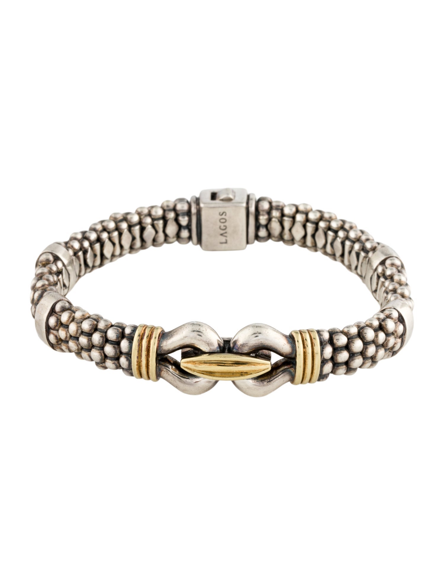 Lagos Derby Two-Tone Caviar Buckle Bracelet