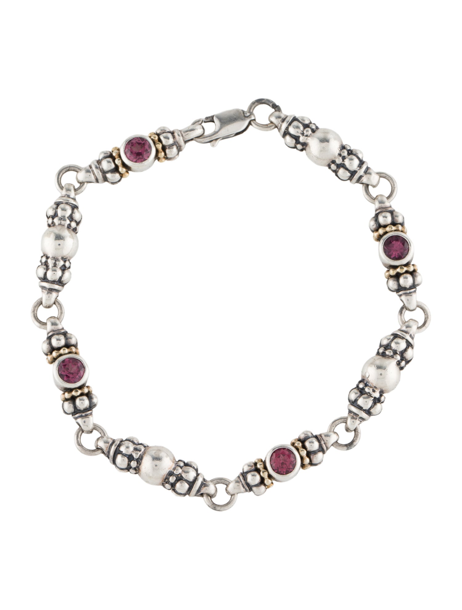 Lagos 1.34ctw Rhodolite Caviar Link Bracelet