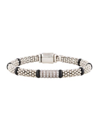 Lagos Black Six Station Diamond Caviar Bracelet