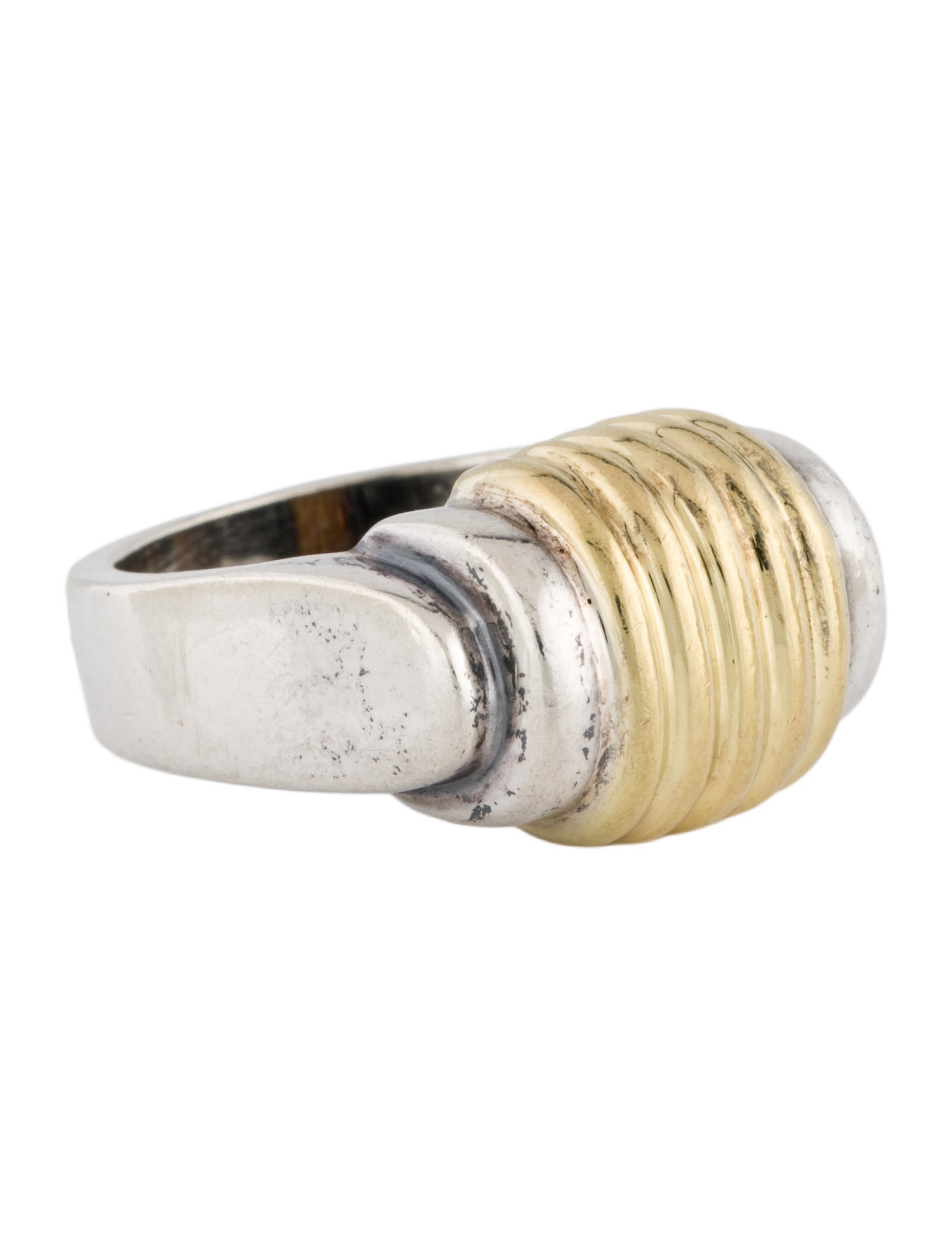 Lagos Two-Tone Ribbed Dome Ring