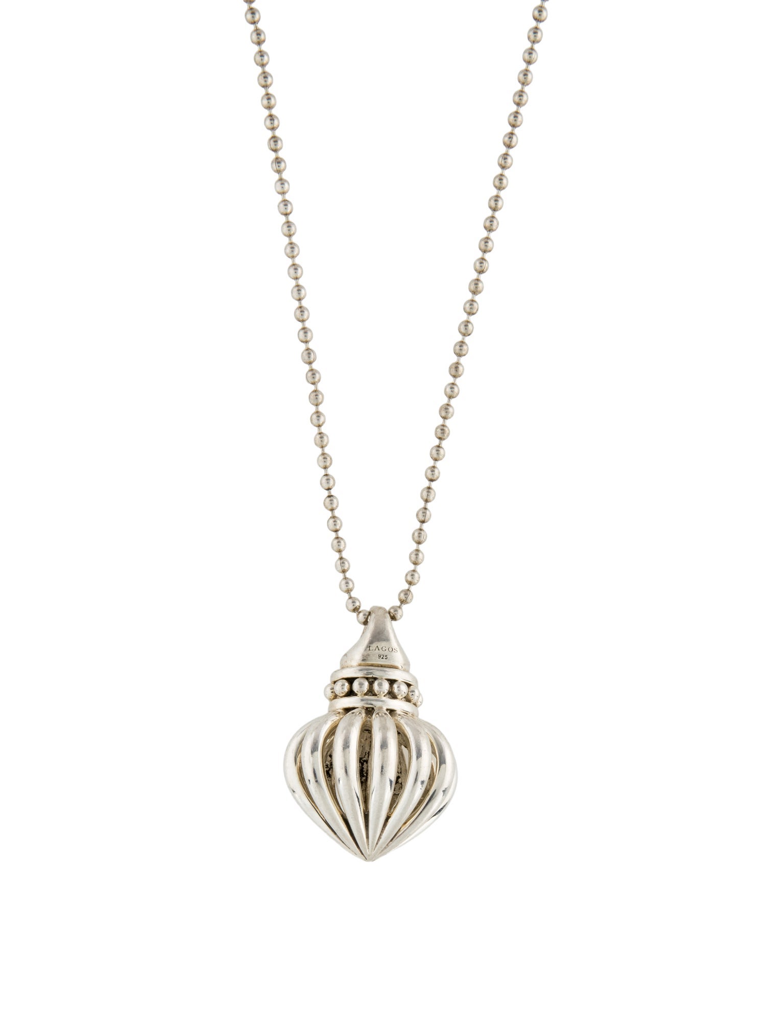 Lagos Fluted Heart Cage Long Pendant Necklace