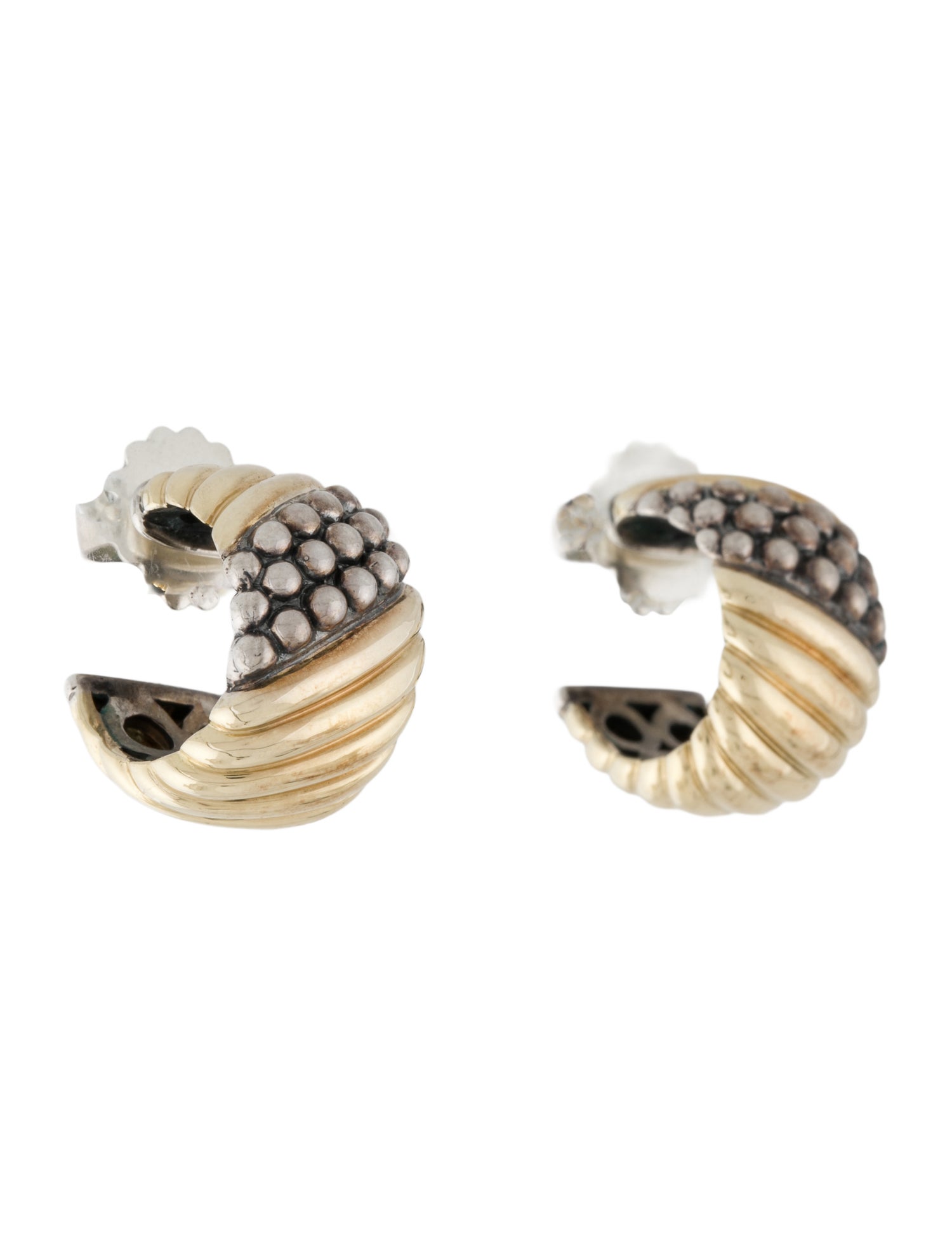Lagos Two-Tone Caviar Hoop Earrings