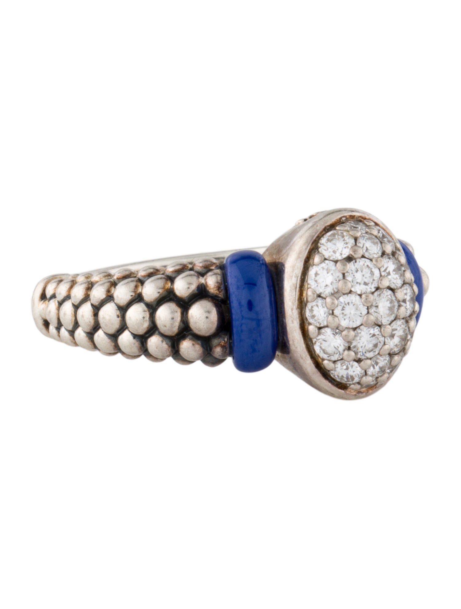 Lagos Caviar Ceramic & Diamond Oval Cocktail Ring