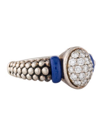 Lagos Cocktail Ring Caviar Ceramic & Diamond Oval 6
