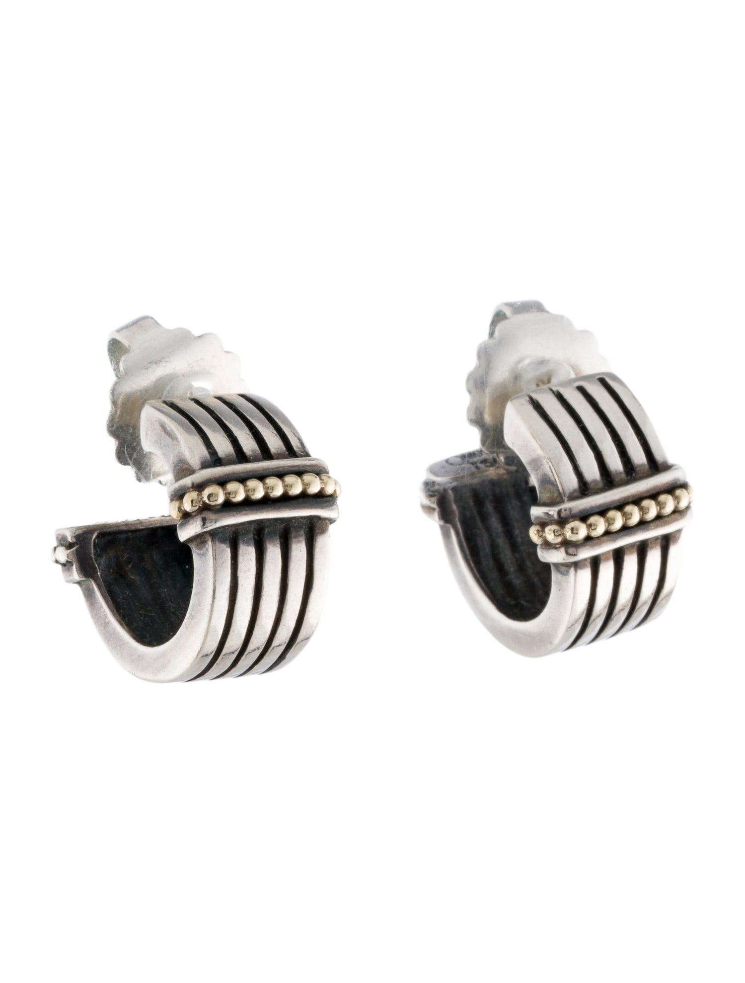 Lagos Two-Tone Caviar Huggie Earrings