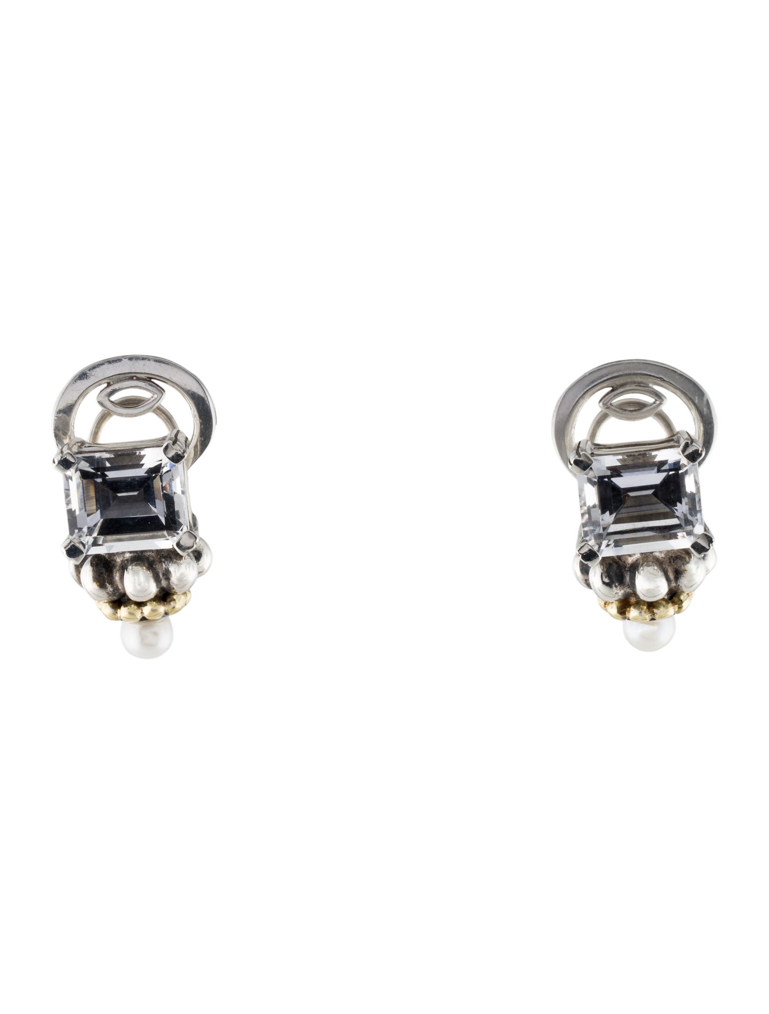 Lagos Topaz Glacier & Pearl Earclip Earrings