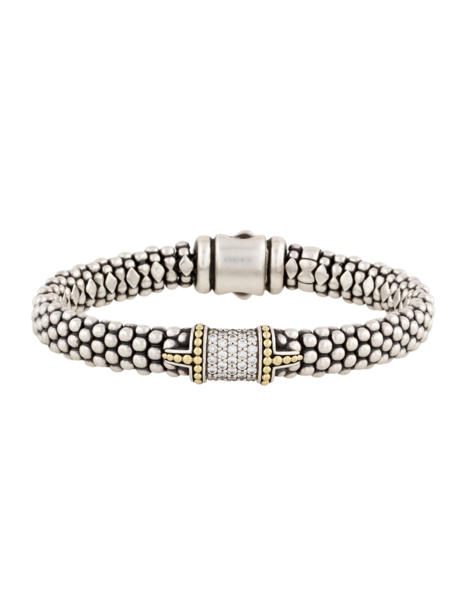 Lagos Two-Tone Diamond Station Bangle Bracelet