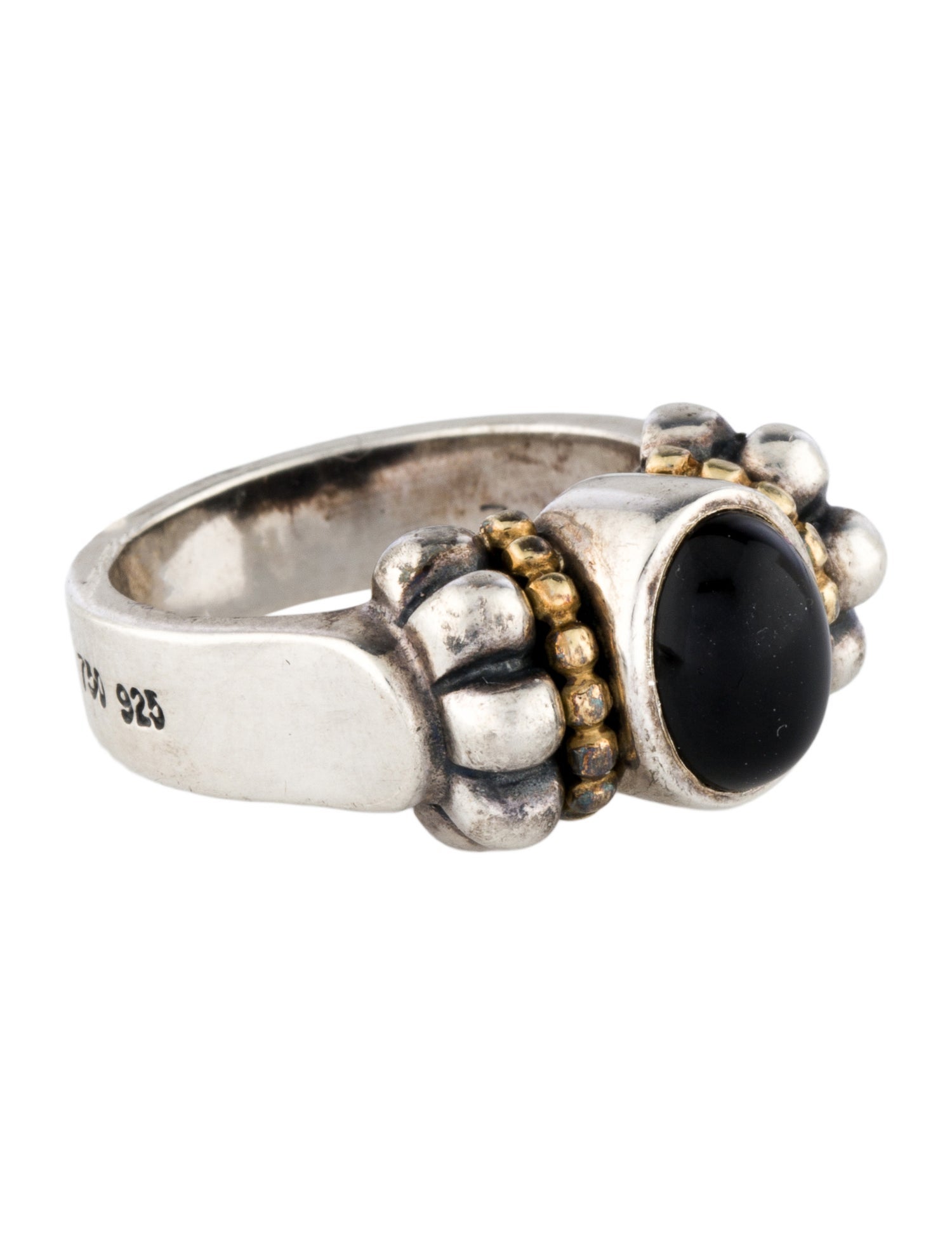 Lagos Two-Tone Onyx Caviar Cocktail Ring