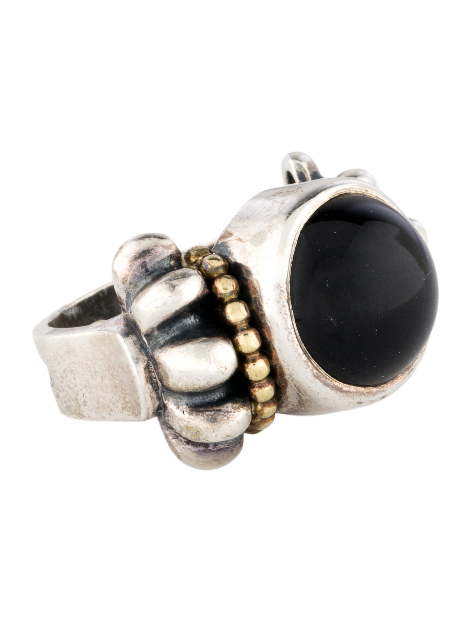 Lagos Two-Tone Onyx Caviar Cocktail Ring