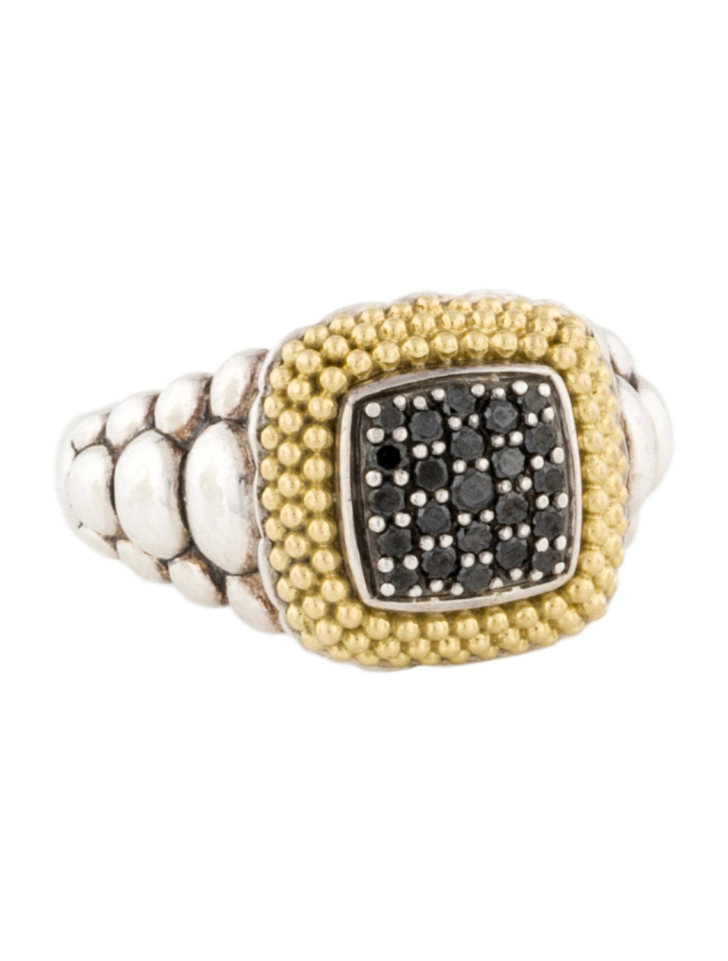Lagos Lux Two-Tone Black Diamond Cocktail Ring